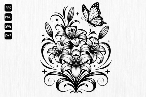 Download Lily Flower Svg, Butterfly Flower Svg - Butterfly flower svg Collection
